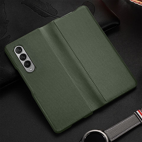 Custodia Lusso Pelle e Plastica Opaca Cover L01 per Samsung Galaxy Z Fold3 5G Verde Pastello