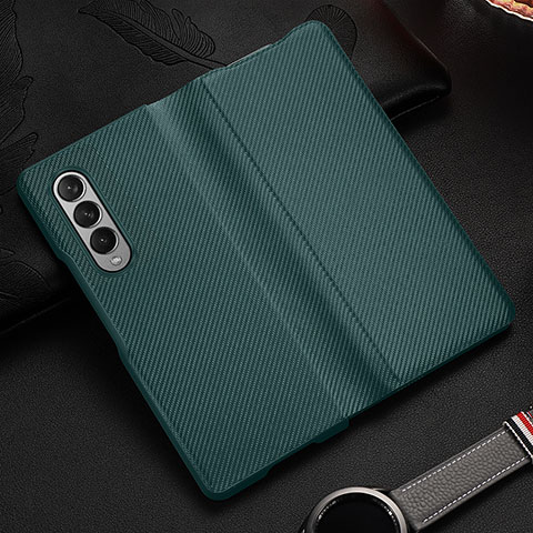 Custodia Lusso Pelle e Plastica Opaca Cover L01 per Samsung Galaxy Z Fold4 5G Verde