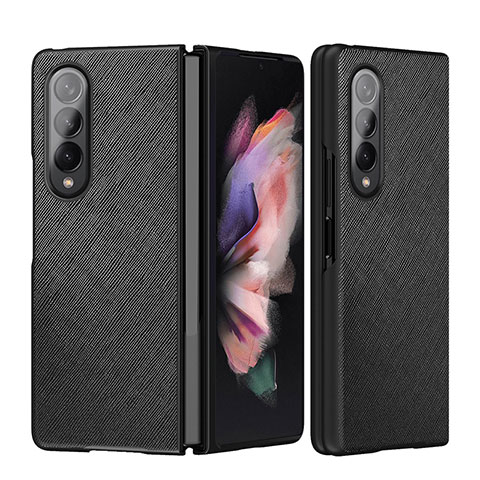 Custodia Lusso Pelle e Plastica Opaca Cover L06 per Samsung Galaxy Z Fold4 5G Nero