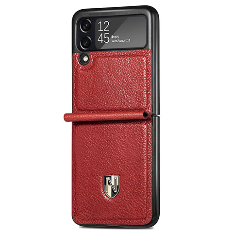 Custodia Lusso Pelle e Plastica Opaca Cover L07 per Samsung Galaxy Z Flip3 5G Rosso