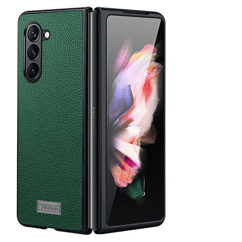 Custodia Lusso Pelle e Plastica Opaca Cover LD3 per Samsung Galaxy Z Fold5 5G Verde