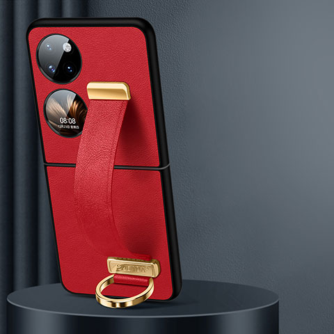 Custodia Lusso Pelle e Plastica Opaca Cover LD4 per Huawei P60 Pocket Rosso