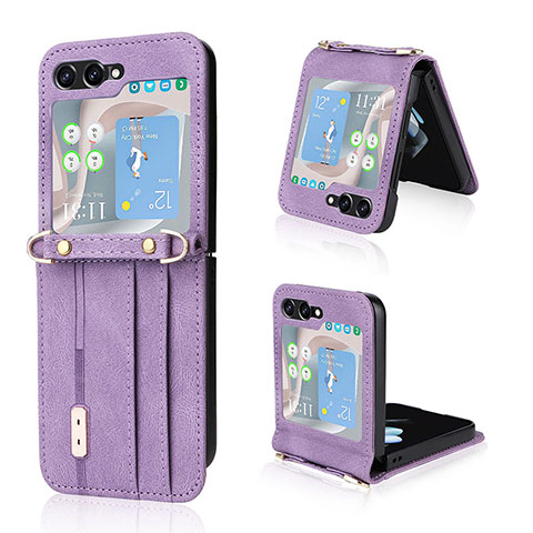 Custodia Lusso Pelle e Plastica Opaca Cover LZ2 per Samsung Galaxy Z Flip5 5G Viola