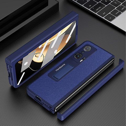 Custodia Lusso Pelle e Plastica Opaca Cover per Huawei Honor Magic V 5G Blu