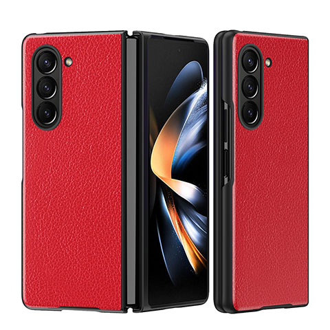 Custodia Lusso Pelle e Plastica Opaca Cover QH1 per Samsung Galaxy Z Fold5 5G Rosso