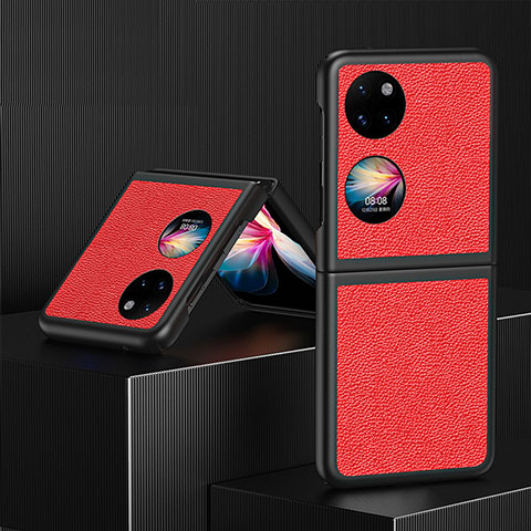 Custodia Lusso Pelle e Plastica Opaca Cover QH3 per Huawei P60 Pocket Rosso