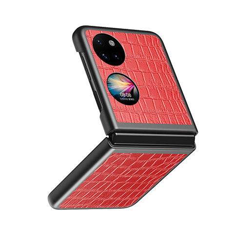 Custodia Lusso Pelle e Plastica Opaca Cover QH8 per Huawei P60 Pocket Rosso