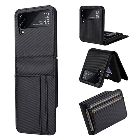 Custodia Lusso Pelle e Plastica Opaca Cover R03 per Samsung Galaxy Z Flip3 5G Nero