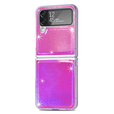 Custodia Lusso Pelle e Plastica Opaca Cover R08 per Samsung Galaxy Z Flip4 5G Viola