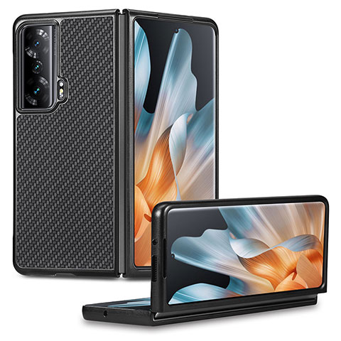 Custodia Lusso Pelle e Plastica Opaca Cover S01D per Huawei Honor Magic Vs 5G Nero