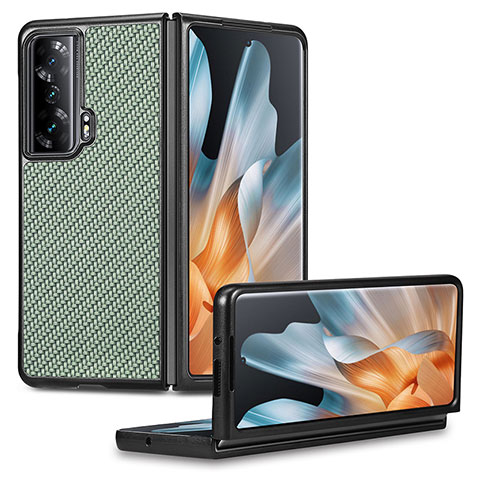 Custodia Lusso Pelle e Plastica Opaca Cover S01D per Huawei Honor Magic Vs 5G Verde