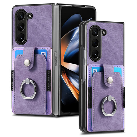 Custodia Lusso Pelle e Plastica Opaca Cover S01D per Samsung Galaxy Z Fold5 5G Viola