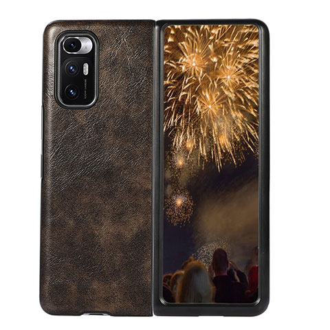 Custodia Lusso Pelle e Plastica Opaca Cover S02 per Xiaomi Mix Fold 5G Bronze