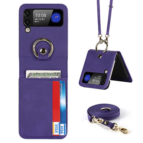 Custodia Lusso Pelle e Plastica Opaca Cover S03 per Samsung Galaxy Z Flip3 5G Viola