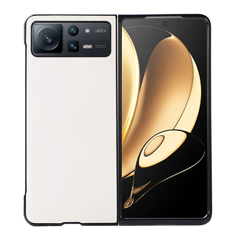 Custodia Lusso Pelle e Plastica Opaca Cover S03 per Xiaomi Mix Fold 2 5G Bianco