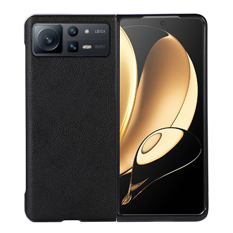 Custodia Lusso Pelle e Plastica Opaca Cover S03 per Xiaomi Mix Fold 2 5G Nero