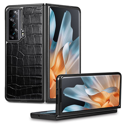 Custodia Lusso Pelle e Plastica Opaca Cover S03D per Huawei Honor Magic Vs 5G Nero