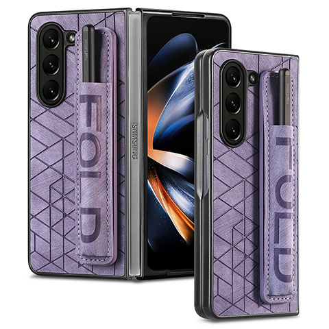 Custodia Lusso Pelle e Plastica Opaca Cover S03D per Samsung Galaxy Z Fold5 5G Viola