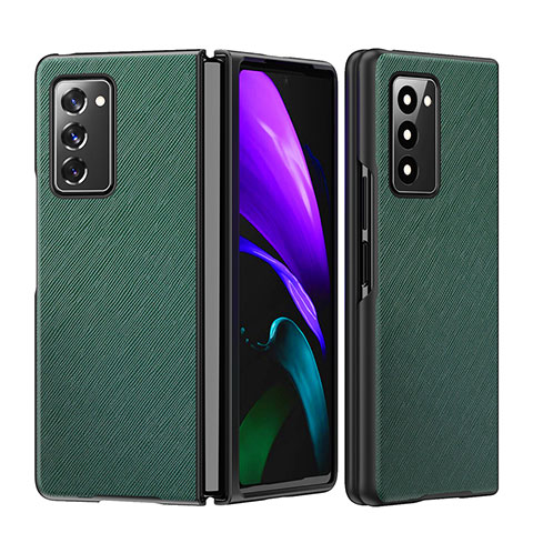 Custodia Lusso Pelle e Plastica Opaca Cover S04 per Samsung Galaxy Z Fold2 5G Verde