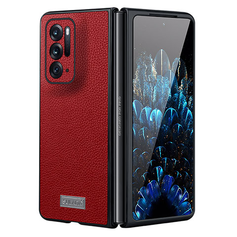 Custodia Lusso Pelle e Plastica Opaca Cover S05 per Oppo Find N 5G Rosso