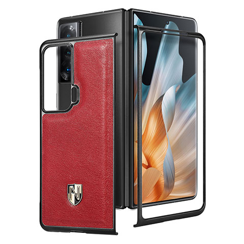 Custodia Lusso Pelle e Plastica Opaca Cover S05D per Huawei Honor Magic Vs Ultimate 5G Rosso