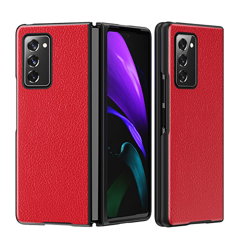 Custodia Lusso Pelle e Plastica Opaca Cover S06 per Samsung Galaxy Z Fold2 5G Rosso