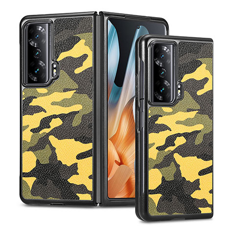 Custodia Lusso Pelle e Plastica Opaca Cover S06D per Huawei Honor Magic Vs 5G Giallo