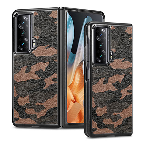 Custodia Lusso Pelle e Plastica Opaca Cover S06D per Huawei Honor Magic Vs Ultimate 5G Marrone