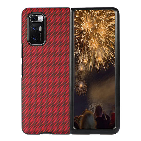 Custodia Lusso Pelle e Plastica Opaca Cover S07 per Xiaomi Mix Fold 5G Rosso