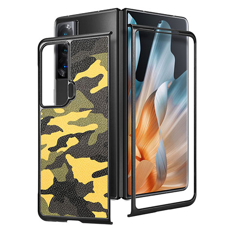 Custodia Lusso Pelle e Plastica Opaca Cover S07D per Huawei Honor Magic Vs 5G Giallo