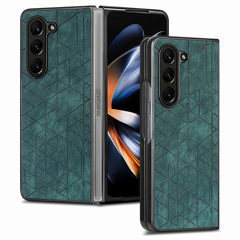 Custodia Lusso Pelle e Plastica Opaca Cover S07D per Samsung Galaxy Z Fold5 5G Verde