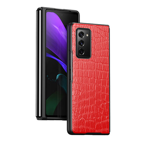 Custodia Lusso Pelle e Plastica Opaca Cover S08 per Samsung Galaxy Z Fold2 5G Rosso