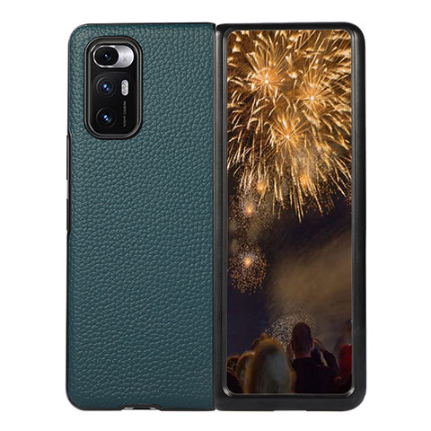 Custodia Lusso Pelle e Plastica Opaca Cover S08 per Xiaomi Mix Fold 5G Verde