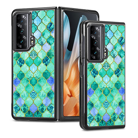 Custodia Lusso Pelle e Plastica Opaca Cover S08D per Huawei Honor Magic Vs 5G Verde