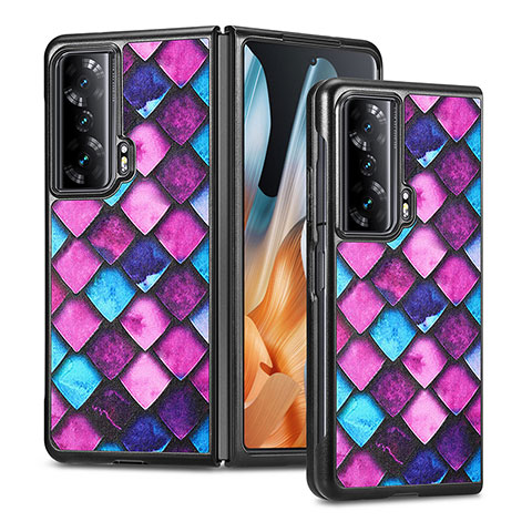 Custodia Lusso Pelle e Plastica Opaca Cover S08D per Huawei Honor Magic Vs 5G Viola