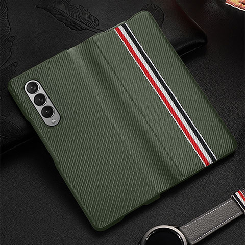 Custodia Lusso Pelle e Plastica Opaca Cover S09 per Samsung Galaxy Z Fold3 5G Verde Pastello