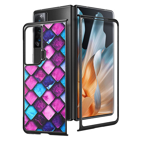 Custodia Lusso Pelle e Plastica Opaca Cover S09D per Huawei Honor Magic Vs 5G Viola