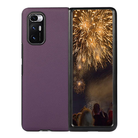 Custodia Lusso Pelle e Plastica Opaca Cover S10 per Xiaomi Mix Fold 5G Viola