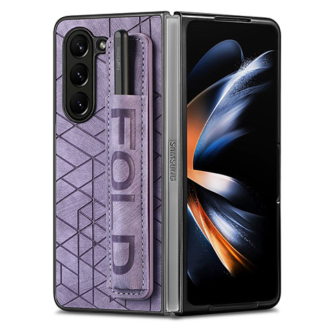 Custodia Lusso Pelle e Plastica Opaca Cover S11D per Samsung Galaxy Z Fold5 5G Viola