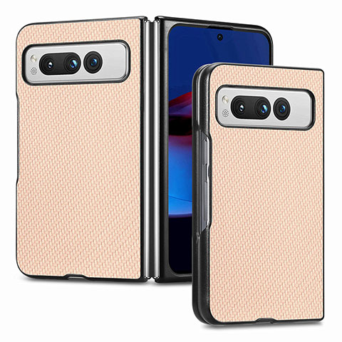 Custodia Lusso Pelle e Plastica Opaca Cover SD1 per Google Pixel Fold 5G Oro