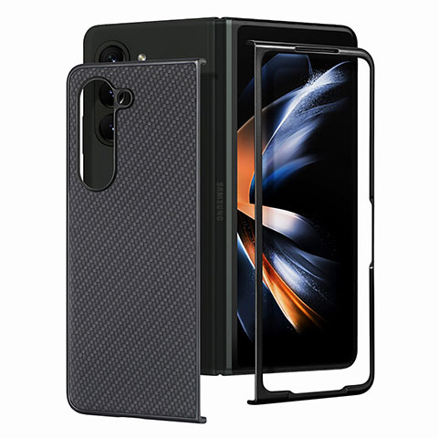 Custodia Lusso Pelle e Plastica Opaca Cover SD1 per Samsung Galaxy Z Fold5 5G Nero