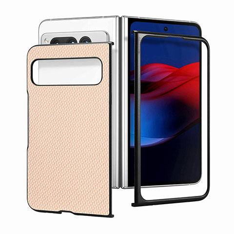 Custodia Lusso Pelle e Plastica Opaca Cover SD2 per Google Pixel Fold 5G Oro