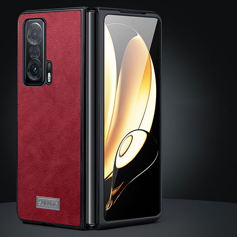 Custodia Lusso Pelle e Plastica Opaca Cover SD2 per Huawei Honor Magic V 5G Rosso