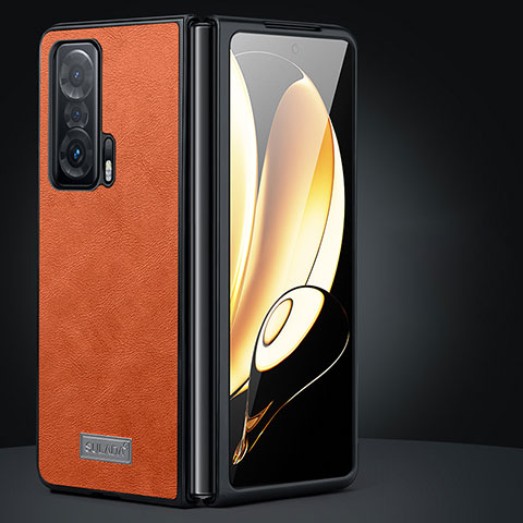 Custodia Lusso Pelle e Plastica Opaca Cover SD2 per Huawei Honor Magic Vs Ultimate 5G Arancione