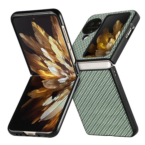 Custodia Lusso Pelle e Plastica Opaca Cover SD2 per Oppo Find N3 Flip 5G Verde