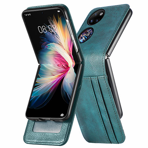 Custodia Lusso Pelle e Plastica Opaca Cover SD3 per Huawei Pocket S Verde