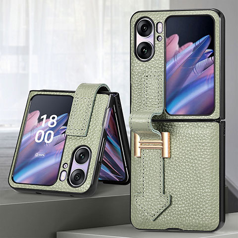 Custodia Lusso Pelle e Plastica Opaca Cover SD4 per Oppo Find N2 Flip 5G Verde