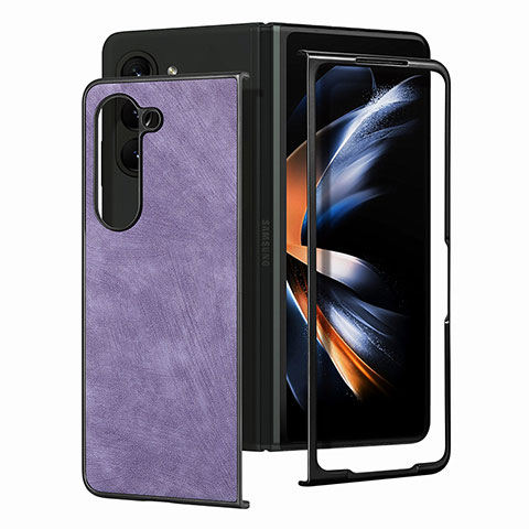 Custodia Lusso Pelle e Plastica Opaca Cover SD4 per Samsung Galaxy Z Fold5 5G Viola