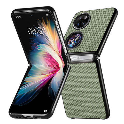 Custodia Lusso Pelle e Plastica Opaca Cover SD5 per Huawei P60 Pocket Verde