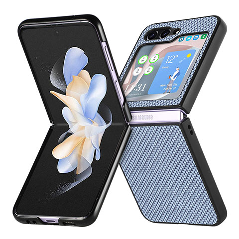 Custodia Lusso Pelle e Plastica Opaca Cover SD5 per Samsung Galaxy Z Flip5 5G Blu